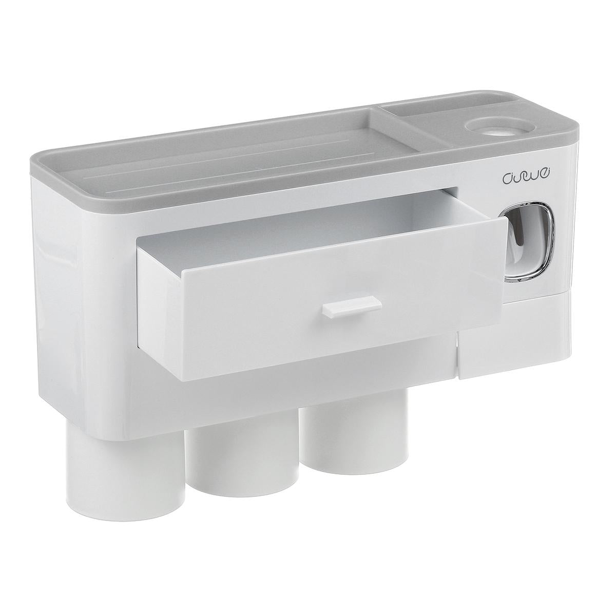 "Wall-Mount Toothbrush Holder in Grey – 3 Cup Set"