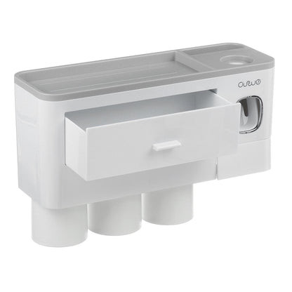 "Wall-Mount Toothbrush Holder in Grey – 3 Cup Set"
