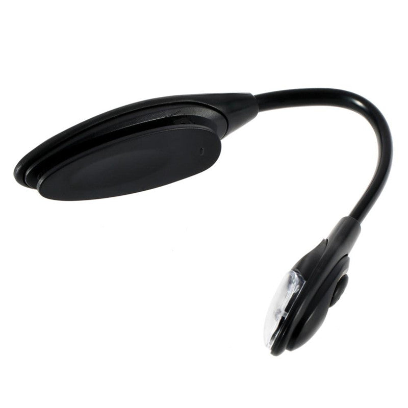 Black variant: "Clip-On LED Book Light in Black – compact reading light for bed and travel"