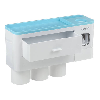 "Wall-Mount Toothbrush Holder in Blue – 3 Cup Set"