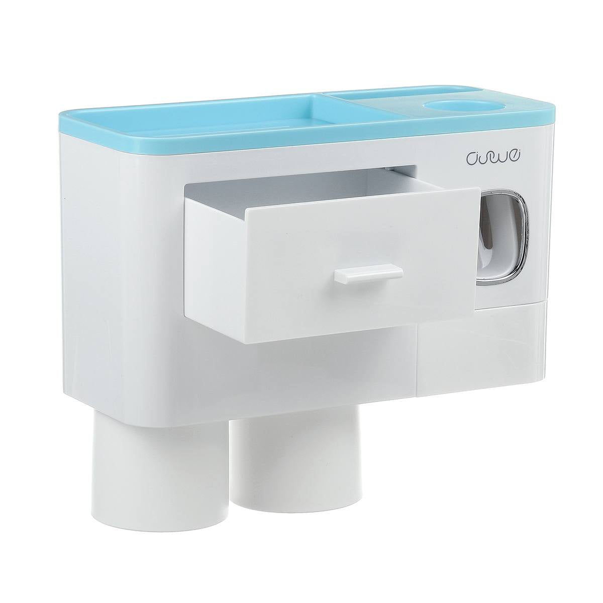 "Wall-Mount Toothbrush Holder in Blue – 2 Cup Set"
