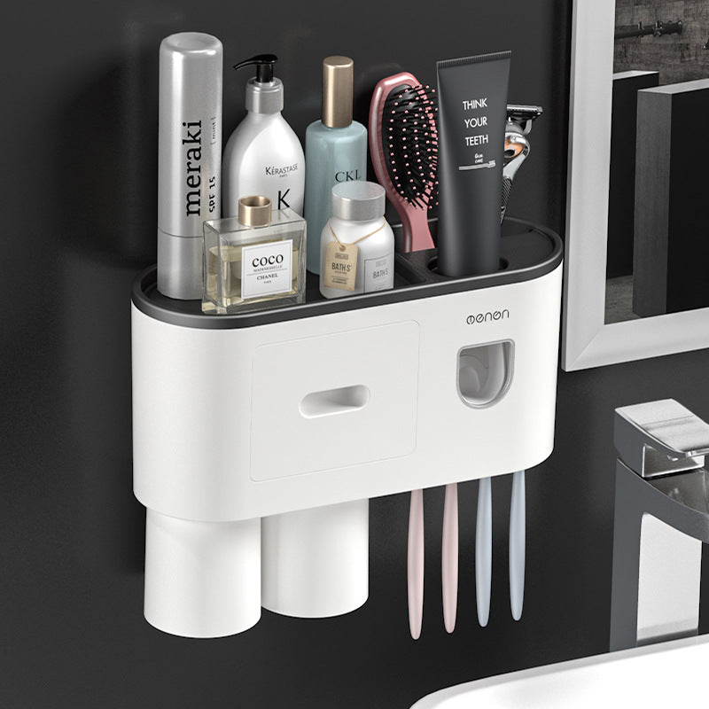 "Wall-Mount Toothbrush Holder in Black – 2 Cup Set"
