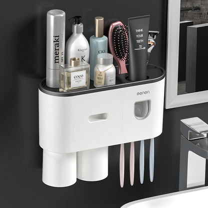 "Wall-Mount Toothbrush Holder in Black – 2 Cup Set"
