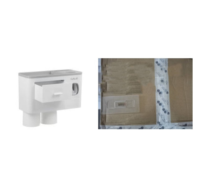 "Wall-Mount Toothbrush Holder – Grey with Accessories, 2 Cups"