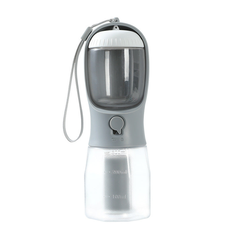 Twilight Gray — "3-in-1 Pet Water Bottle in Twilight Gray – sleek dog travel bottle with lockable button"