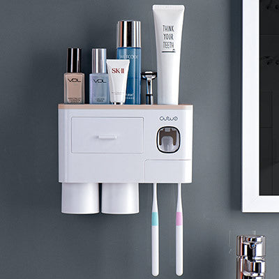 "Wall-Mount Toothbrush Holder in Pink – 2 Cup Set"