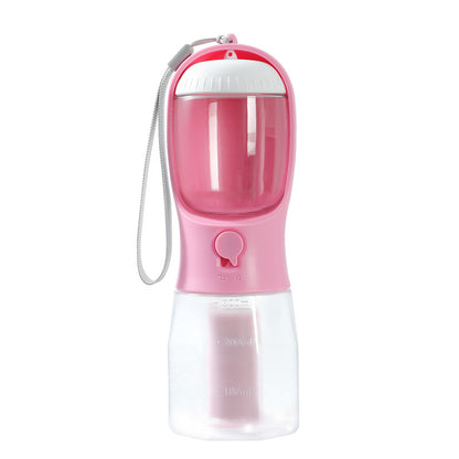 Cherry Blossom Pink — "3-in-1 Pet Water Bottle in Cherry Blossom Pink – water, food, and waste bag on the go"
