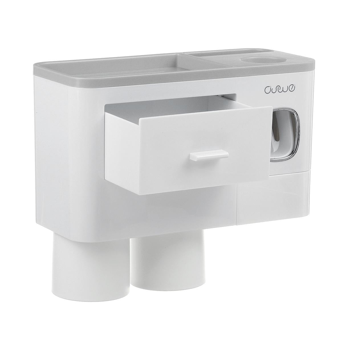 "Wall-Mount Toothbrush Holder in Grey – 2 Cup Set"