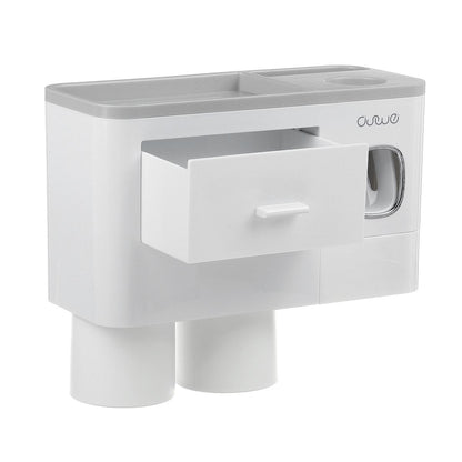 "Wall-Mount Toothbrush Holder in Grey – 2 Cup Set"