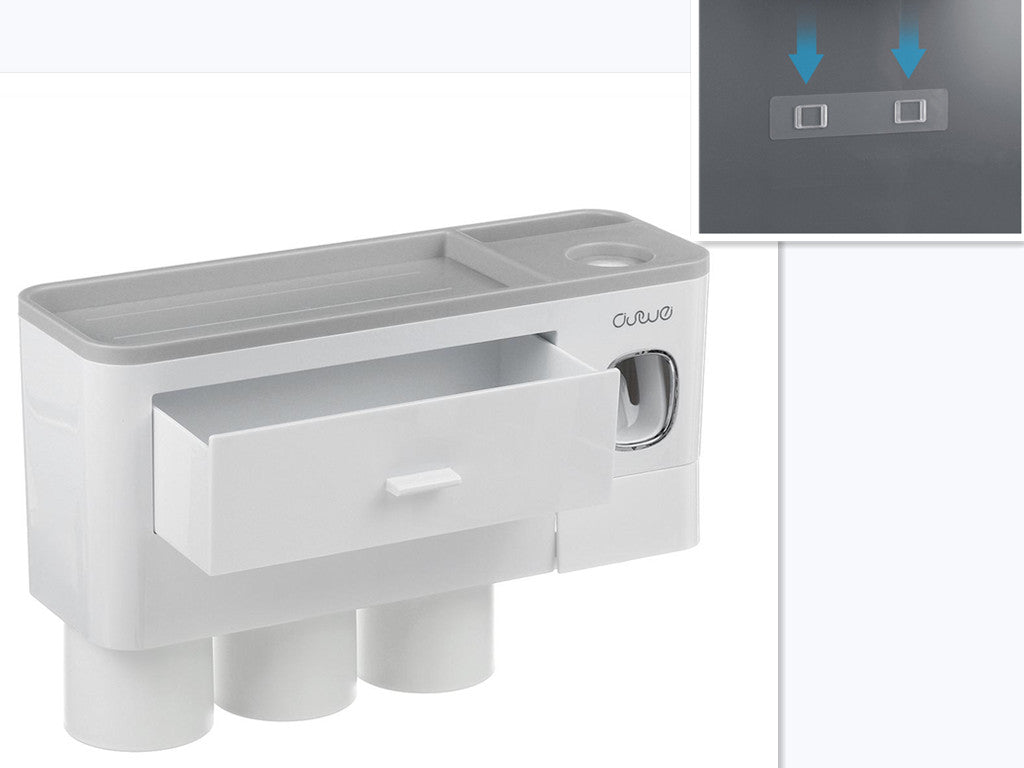 "Wall-Mount Toothbrush Holder – Grey Premium Set, 3 Cups"