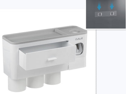 "Wall-Mount Toothbrush Holder – Grey Premium Set, 3 Cups"