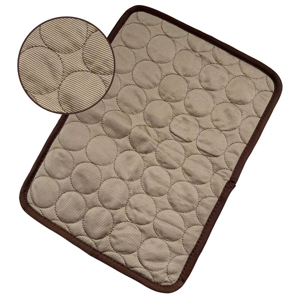 "Ice Silk Pet Cooling Pad in Brown – soft ice silk cooling mat for pets"